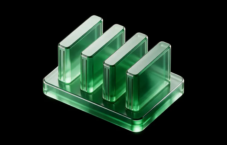 Translucent green glass render of a finned heatsink