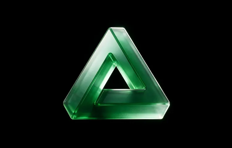 Translucent green glass render of an impossible triangle